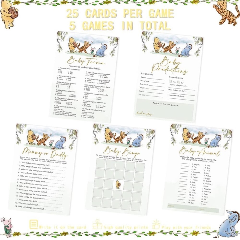 Vintage Winnie baby shower games